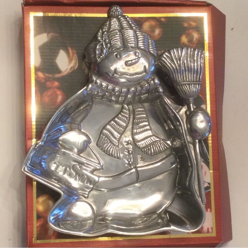 Lenox Yuletide Snowman Metal Servewear Holiday Tray